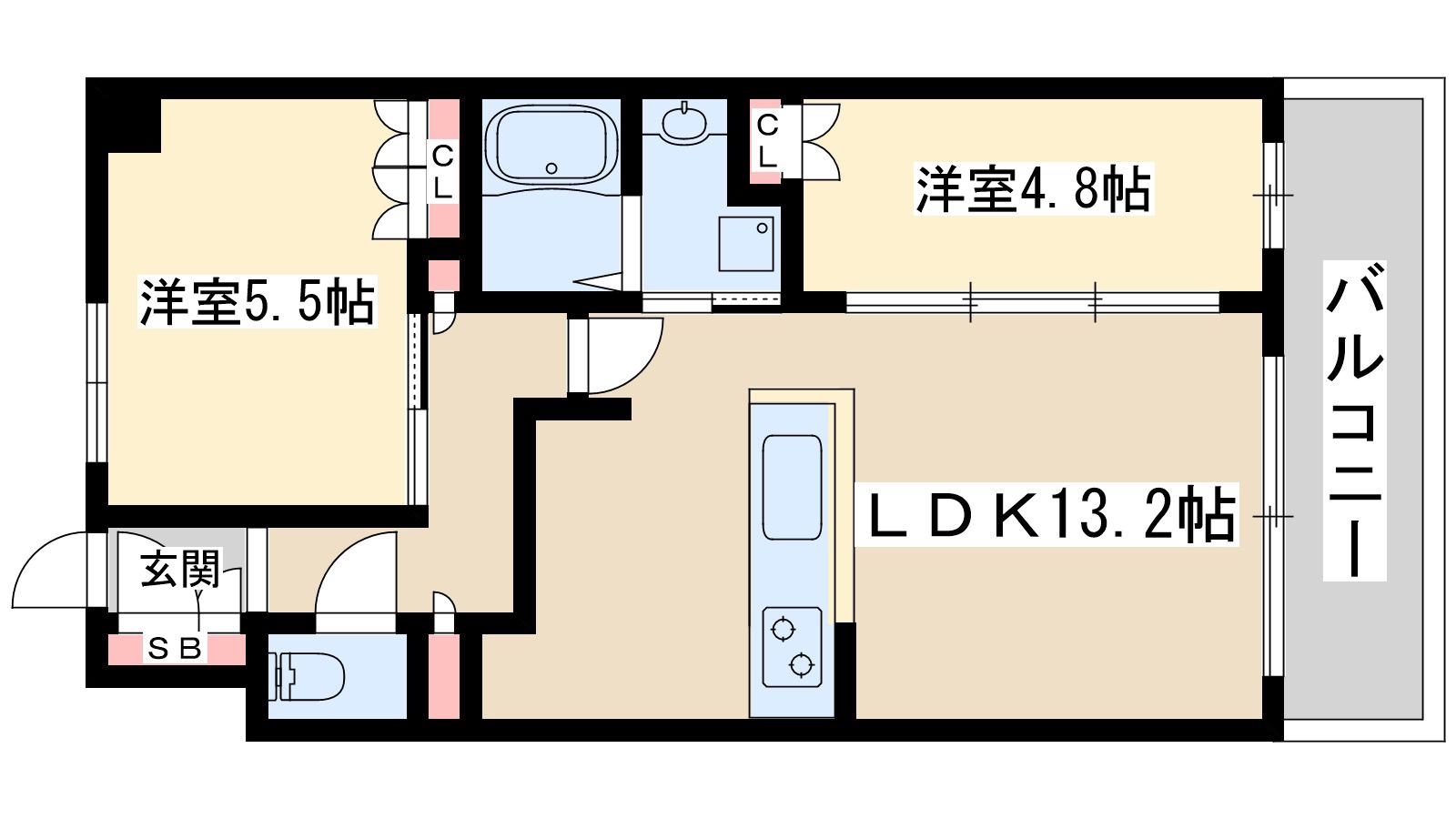 アーバンパーク淡路(2LDK/6階)の間取り写真