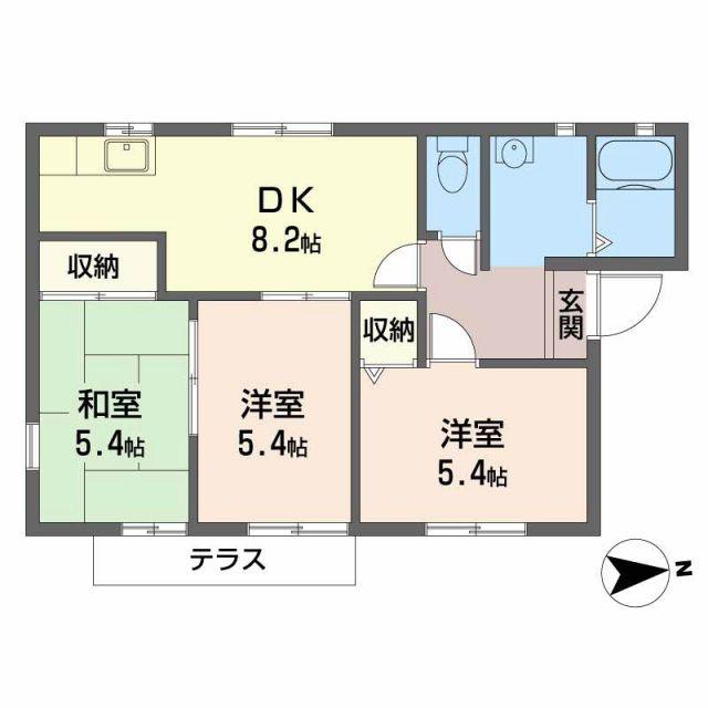 パークコート(3DK/1階)の間取り写真
