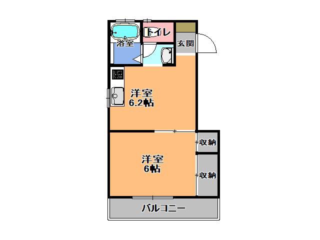 山中ハイツ(1DK/2階)の間取り写真