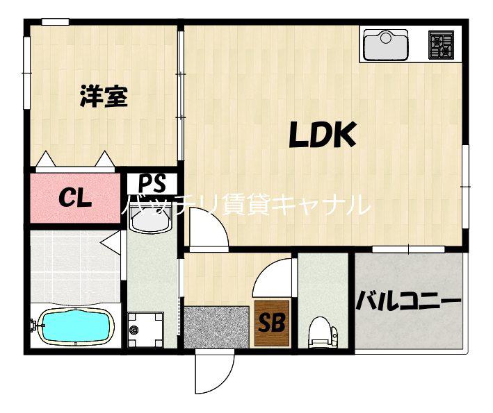 セレビア箱崎宮前(1LDK/2階)の間取り写真