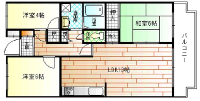 アルベーロ和生(3LDK/4階)の間取り写真