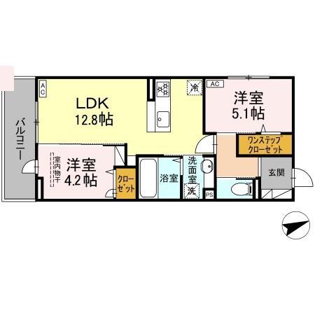 D-ROOM西熊本駅II(2LDK/3階)の間取り写真
