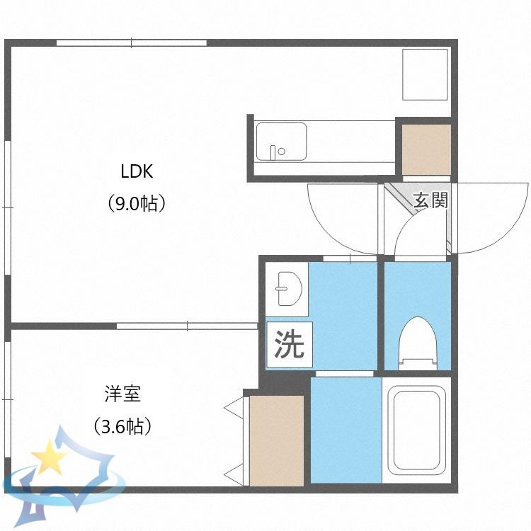 GRANDEE桑園(1LDK/4階)の間取り写真