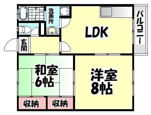 ハイツアルファ(2DK/2階)の間取り写真