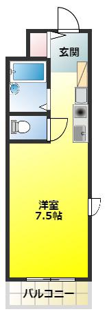 ひまわりハイツ(1K/3階)の間取り写真