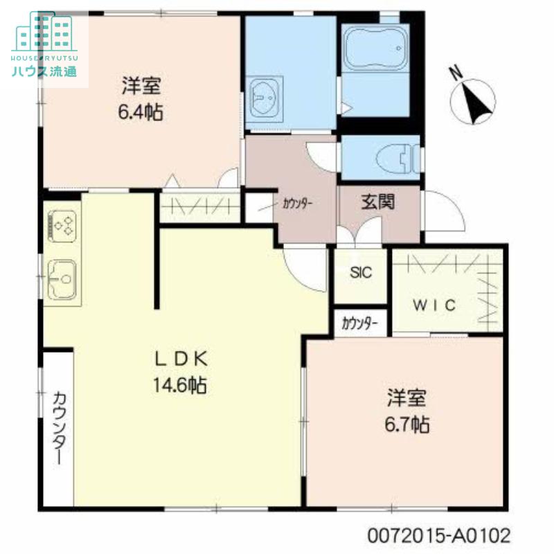 ディアス平野A棟(2LDK/1階)の間取り写真