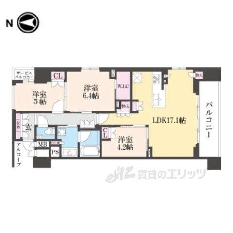 ブランズ京都河原町通(3LDK/2階)の間取り写真