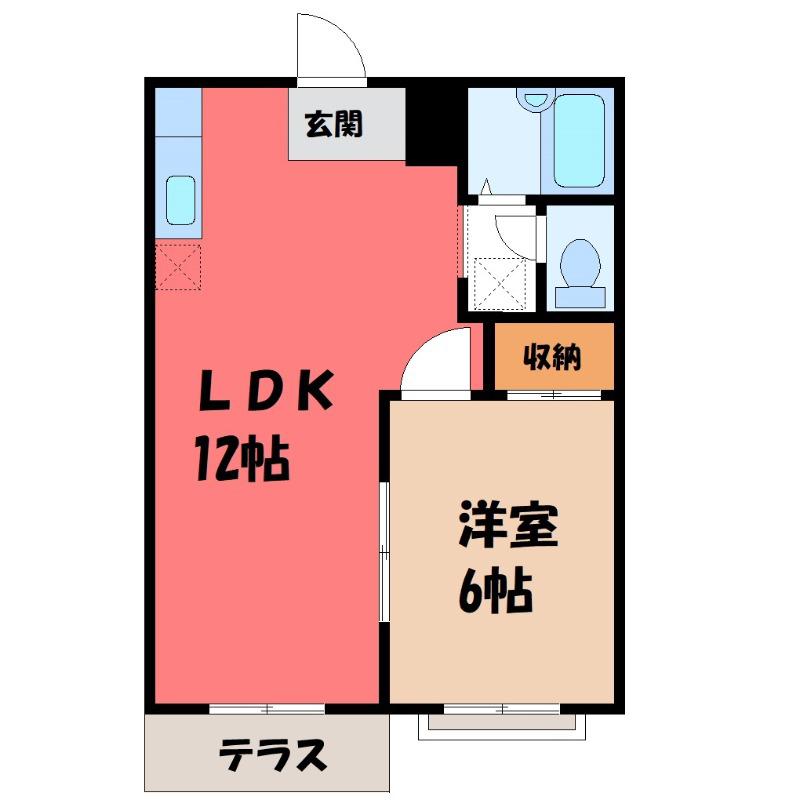ニューシティ-B(1LDK/1階)の間取り写真