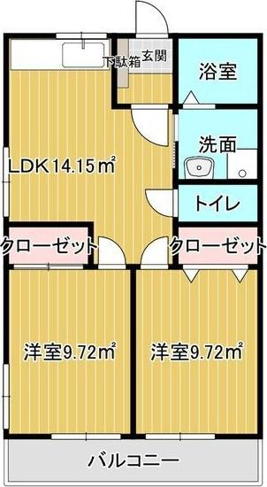 キャッスルパーク(2DK/2階)の間取り写真