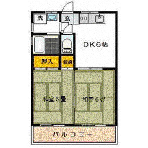 日出山サカイハイツ(2DK/1階)の間取り写真