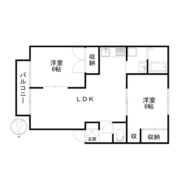 セルカ・デル・リオB(2LDK/1階)の間取り写真