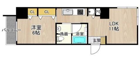 CITY SPIRE日本橋高津(1LDK/11階)の間取り写真