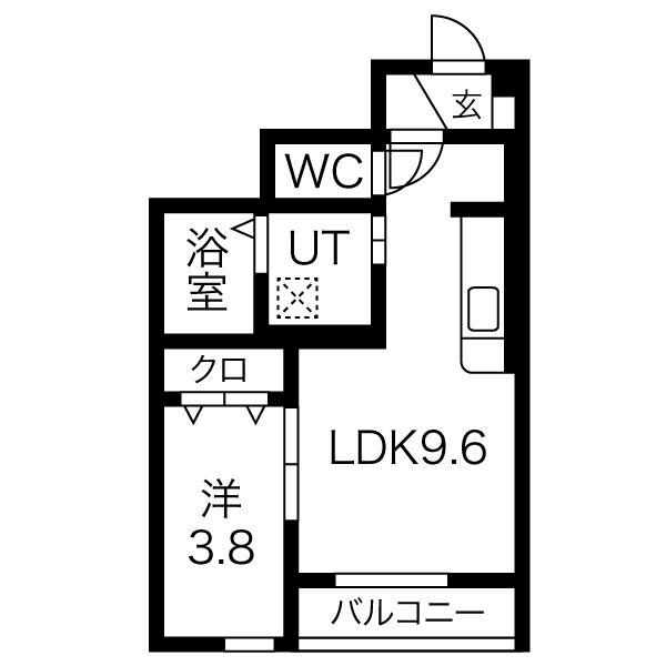 クリスタル(1LDK/1階)の間取り写真