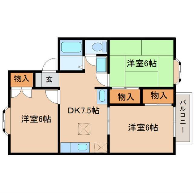 ばうむ栂(3DK/1階)の間取り写真