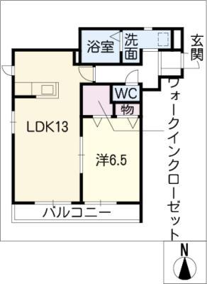 フローラム浄水(1LDK/2階)の間取り写真