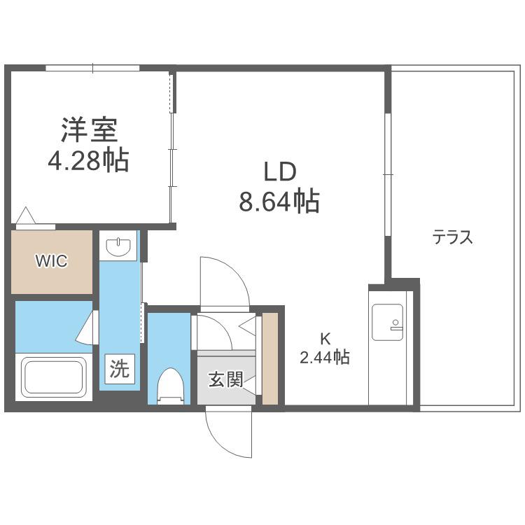 I CUBE 札幌III(1LDK/1階)の間取り写真