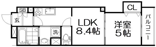 ラモーナ出口(1LDK/2階)の間取り写真