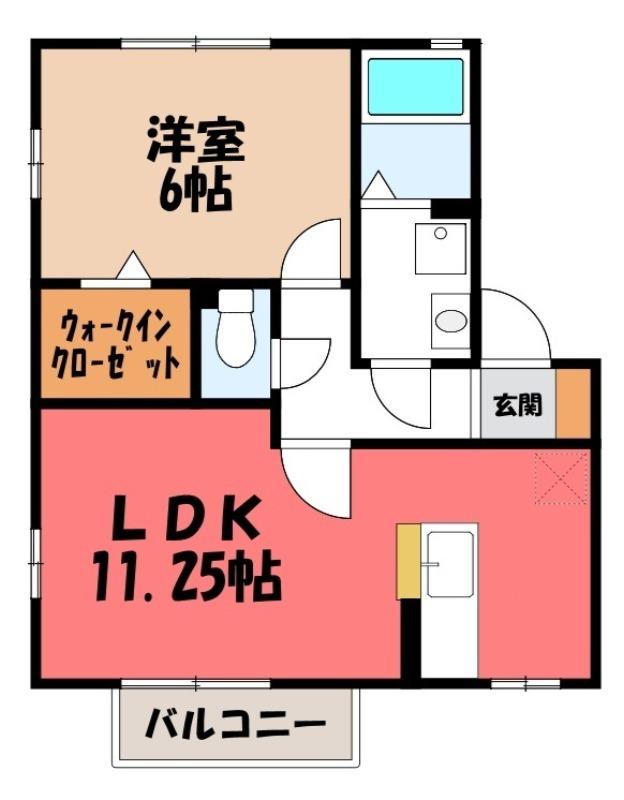 ペアレI(1LDK/2階)の間取り写真