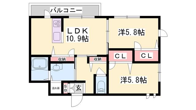 グラン エトワール(2LDK/1階)の間取り写真