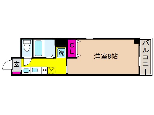 ベルエアー住吉(1K/8階)の間取り写真
