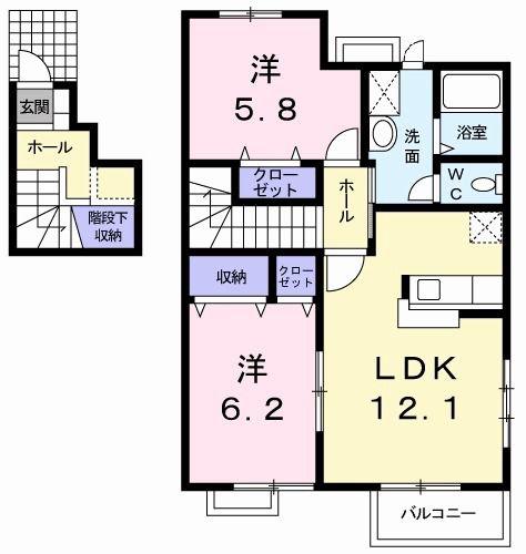 アレグレッチェ A(2LDK/2階)の間取り写真
