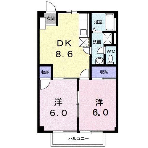 フォレット千代(2DK/2階)の間取り写真