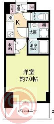 セレニテ難波リアン(1K/9階)の間取り写真