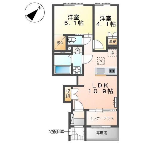 エクステンド・H(2LDK/1階)の間取り写真