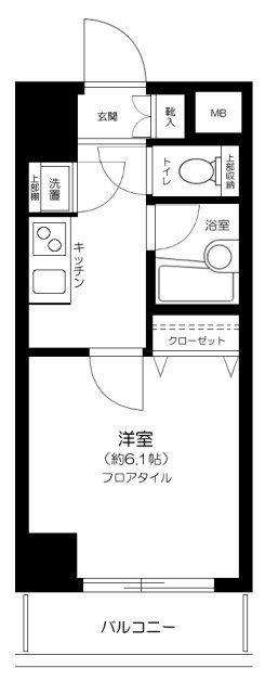 パレステュディオ飯田橋(1K/7階)の間取り写真