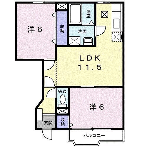コリーヌHIRAOKAB(2LDK/1階)の間取り写真