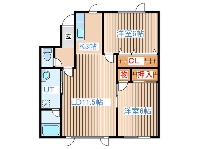 ウッドリームハイツ(2LDK/1階)の間取り写真