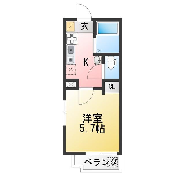 MKY金沢文庫(1K/2階)の間取り写真
