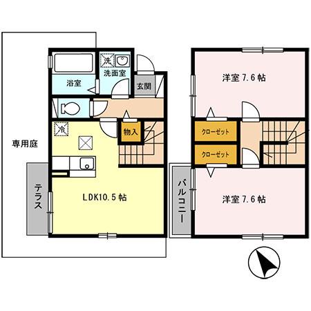 セジュール姫島II(2LDK/1階)の間取り写真