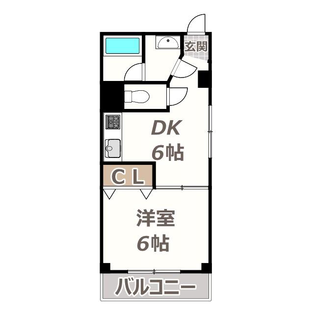 グランデール英II(1DK/6階)の間取り写真