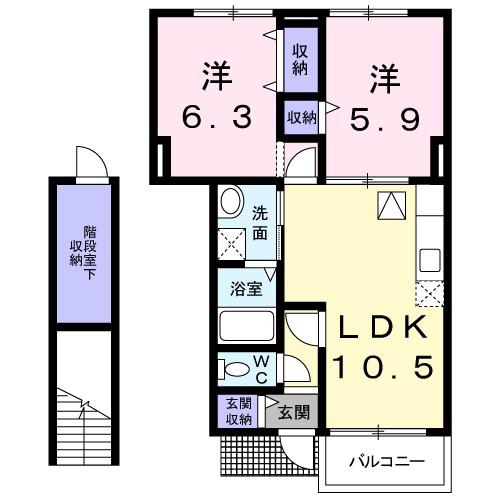 ラ・プリマベーラ(2LDK/1階)の間取り写真