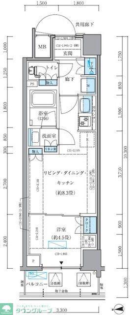 パークアクシス品川シーサイド(1LDK/1階)の間取り写真
