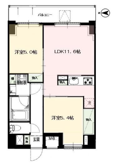 MKヒルズ(2LDK/6階)の間取り写真