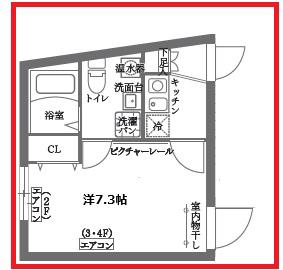 ココキューブ北千住II(ワンルーム/3階)の間取り写真