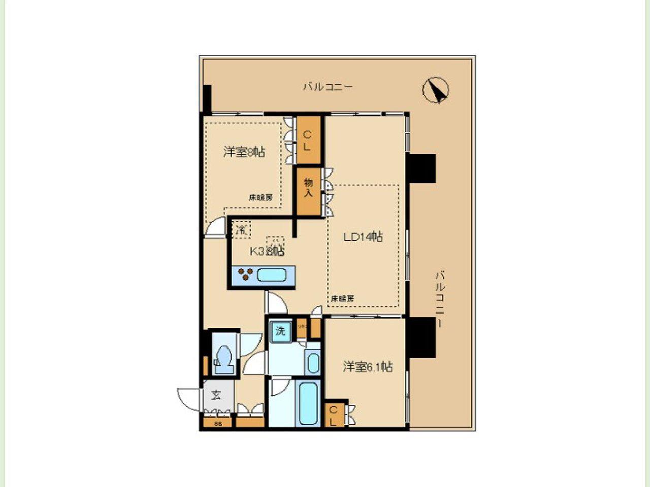シティタワー新宿(2LDK/18階)の間取り写真
