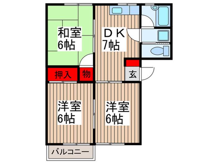 斉木ハイツ(3DK/1階)の間取り写真