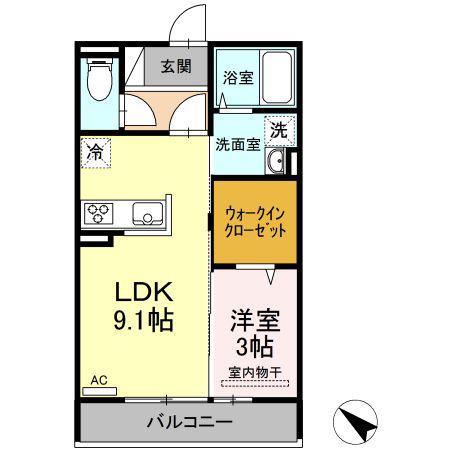 グランディールK(1LDK/3階)の間取り写真