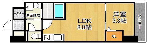 S-RESIDENCE城南通ABRイースト(1LDK/7階)の間取り写真