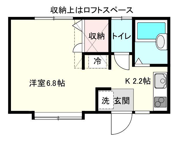 丘とひだまりのLATTE(ワンルーム/2階)の間取り写真