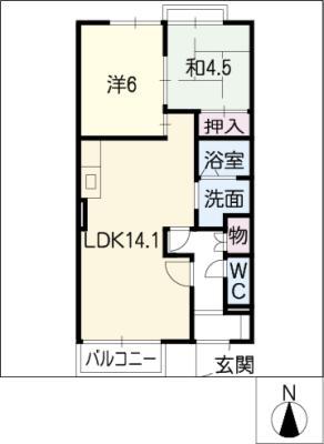 ウィングヒルズ(2LDK/1階)の間取り写真