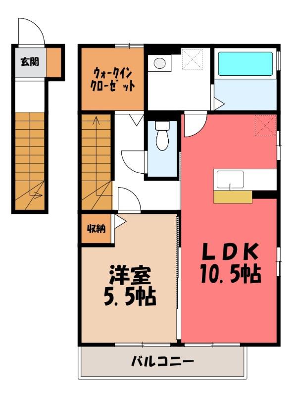 エスペランサアークA(1LDK/2階)の間取り写真