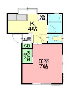 ハイツたかの(1K/1階)の間取り写真