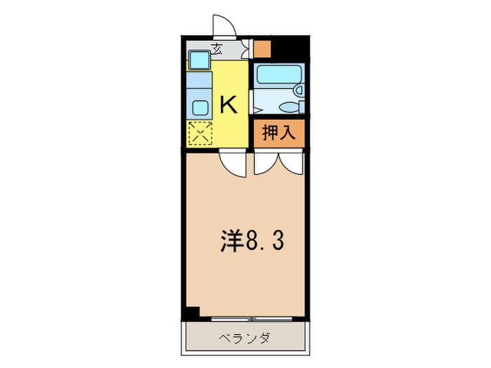 リエス厚木グレイス(1K/2階)の間取り写真