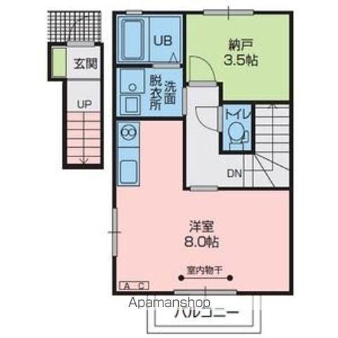 ソラールB棟(1K/2階)の間取り写真