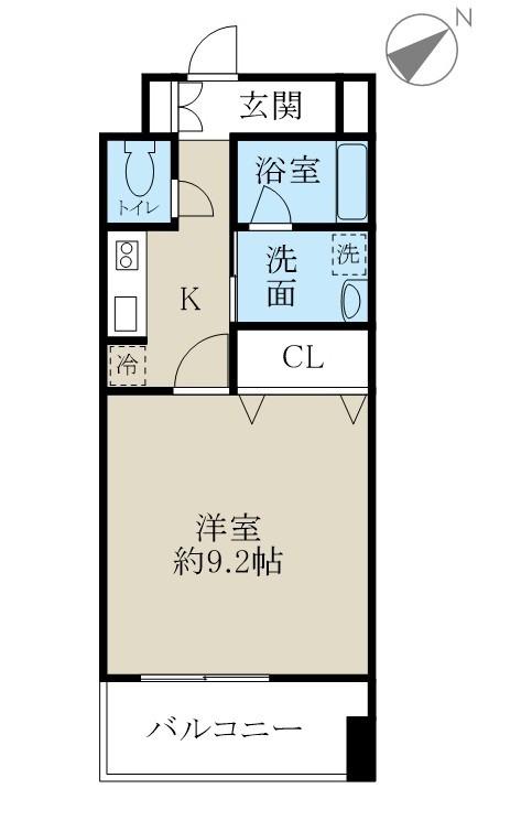 グレイスハイツ東中通タワー(1K/7階)の間取り写真