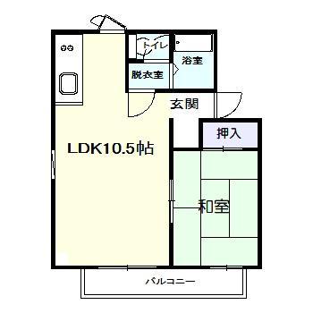 バウハウス高田A(1LDK/2階)の間取り写真